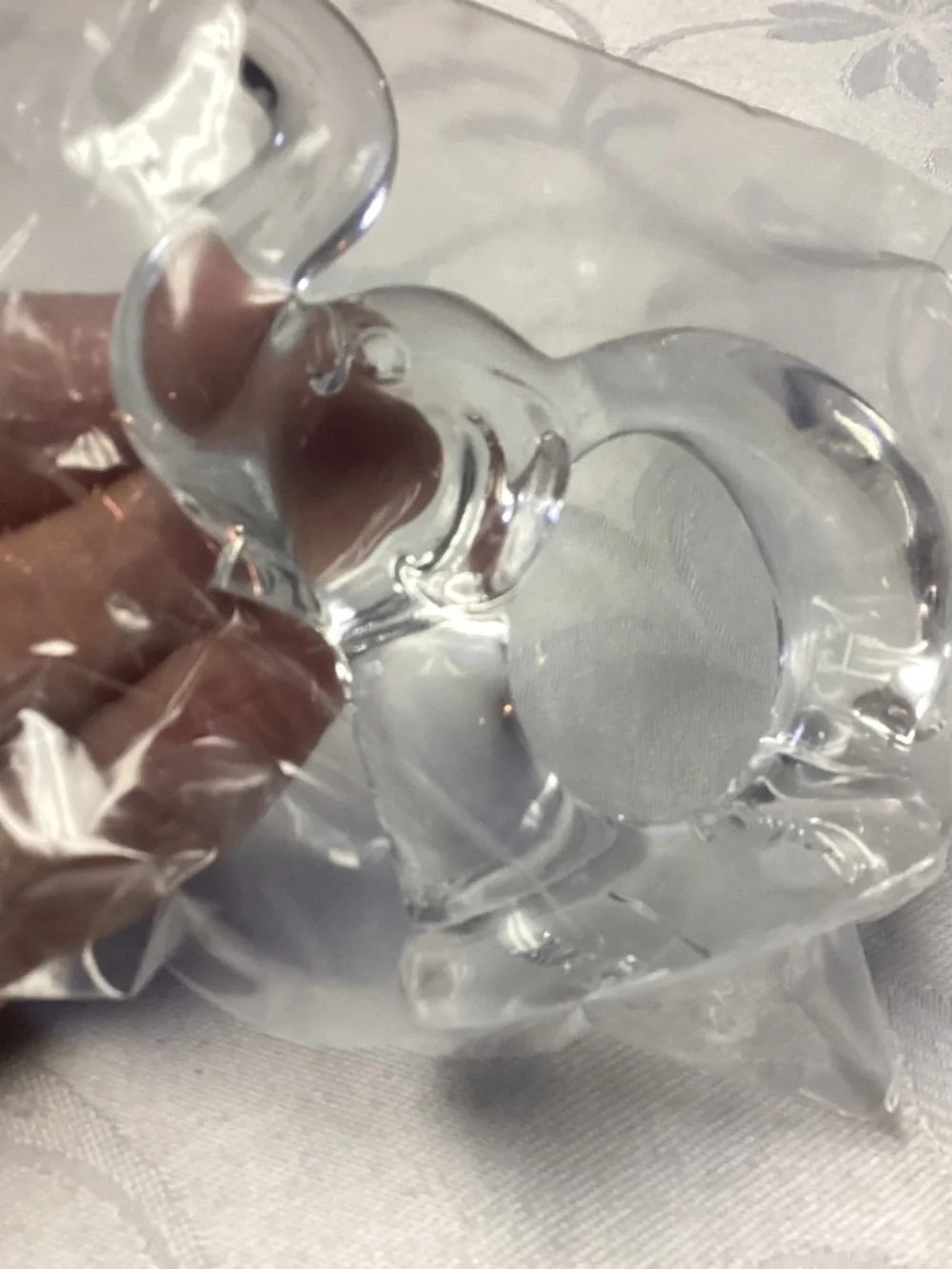 Lucite ELEPHANT TRUNK UP NAPKIN HOLDERS. BOXED CLEAR TAIWAN